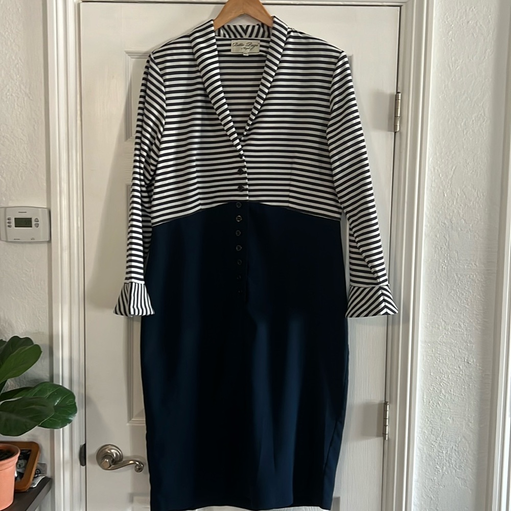 Bettie Page Blue and white Striped dress 4XL